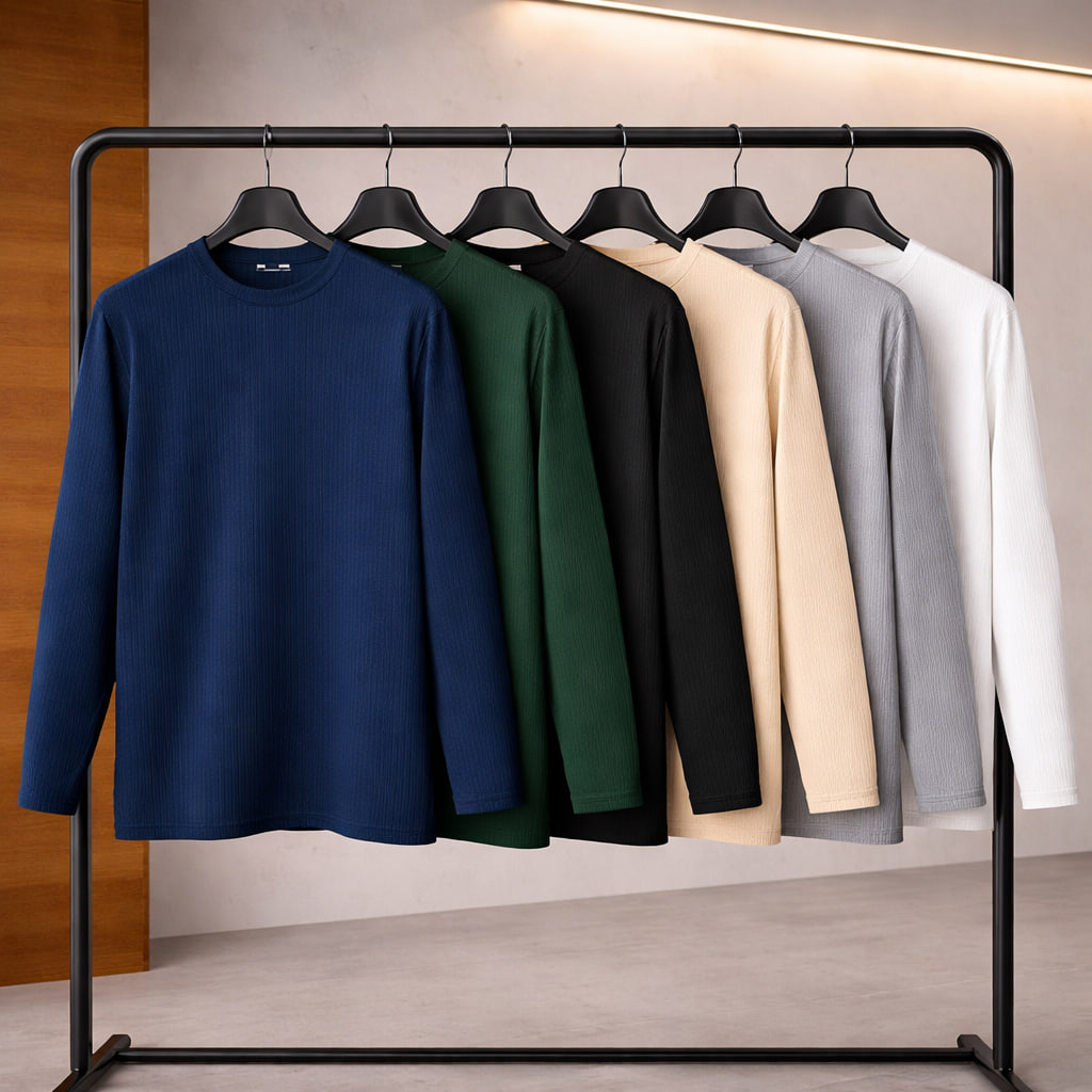 بلوز مردانه آستین بلند سرمه ای مدل Atra