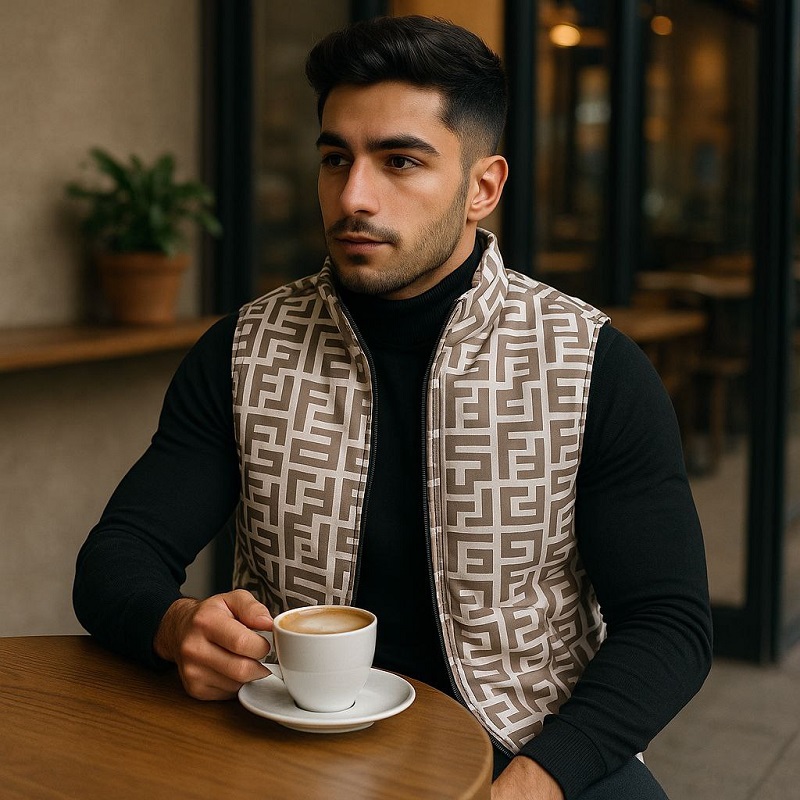 پافر مردانه طوسی مدل Fendi