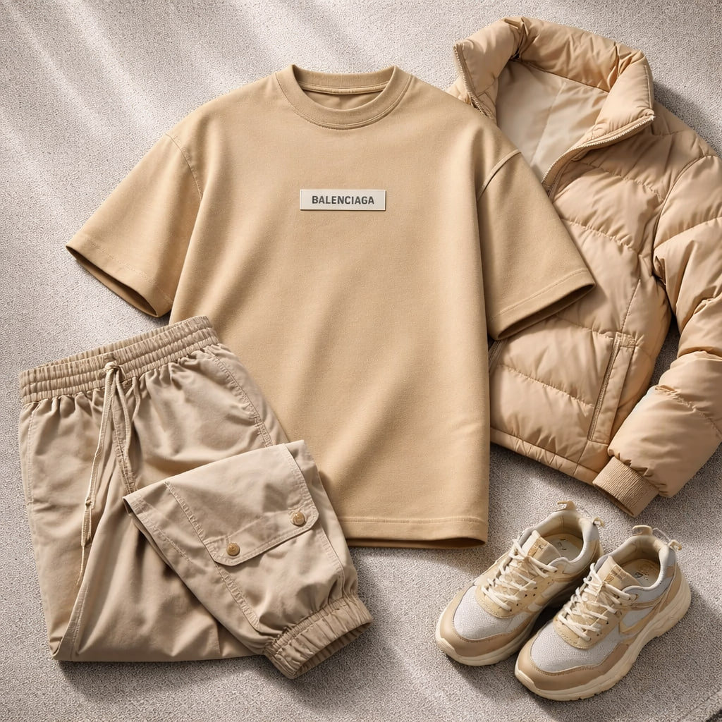 تیشرت مراکشی کبریتی نسکافه ای بالنسیاگا