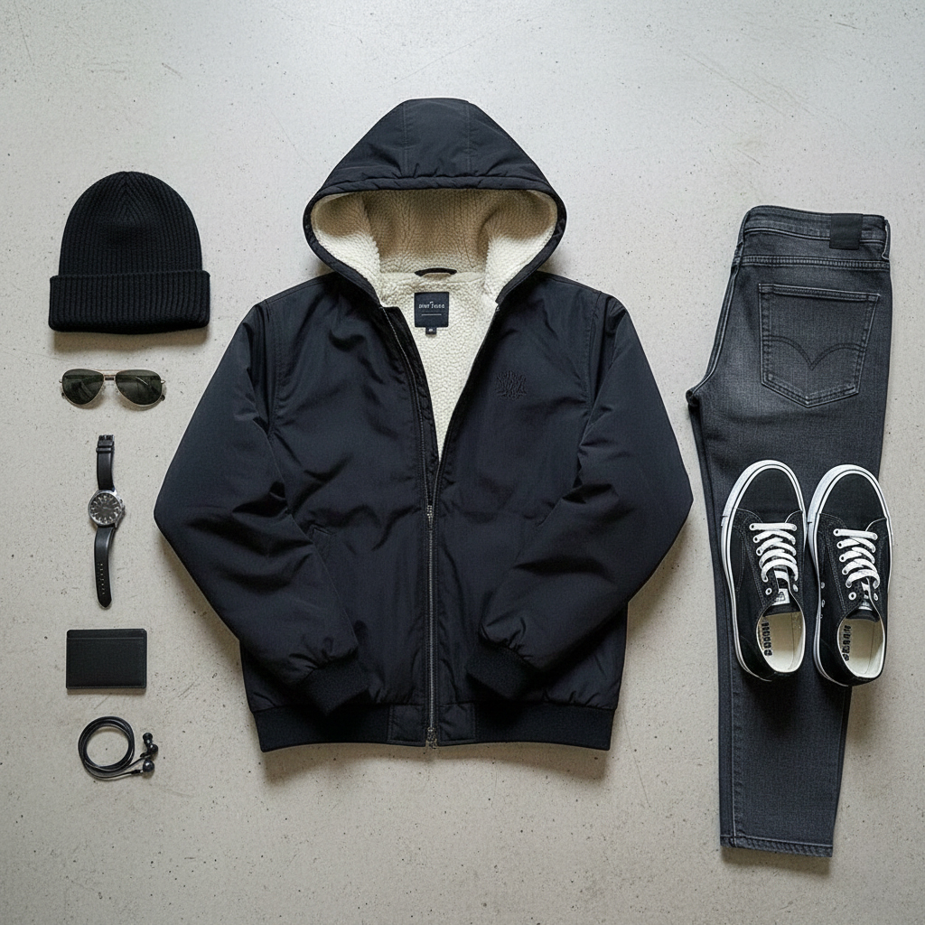 کاپشن مردانه مشکی داخل تمام خز مدل adidas-مشکی