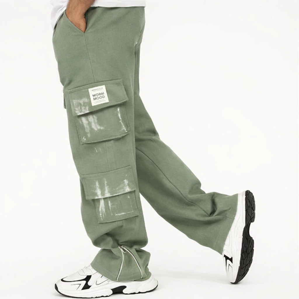 شلوار کارگو شش جیب پایین زیپ مدل sami-سبز