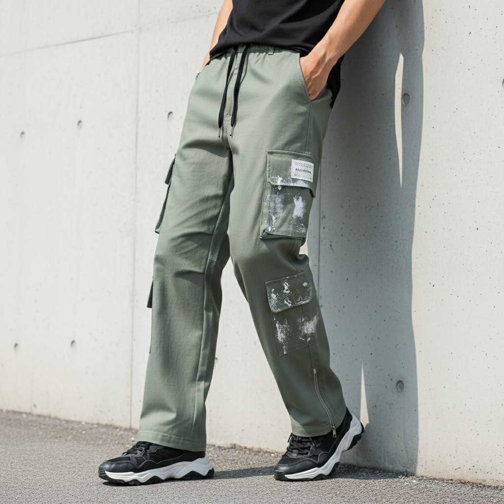 شلوار کارگو شش جیب پایین زیپ مدل sami-سبز