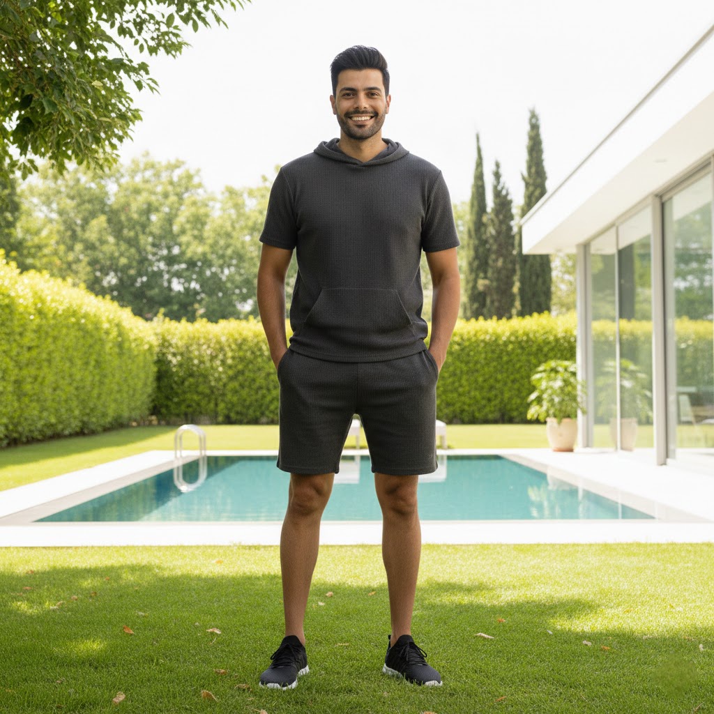 ست هودی و شلوارک مراکشی مردانه Morocco-طوسی تیره