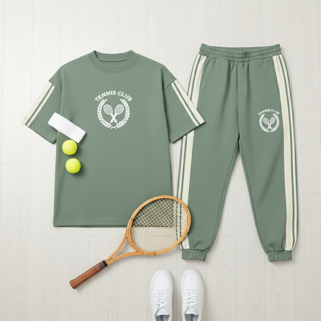 ست تیشرت و شلوار مردانه بنگال کش مدل Atrin-سبز