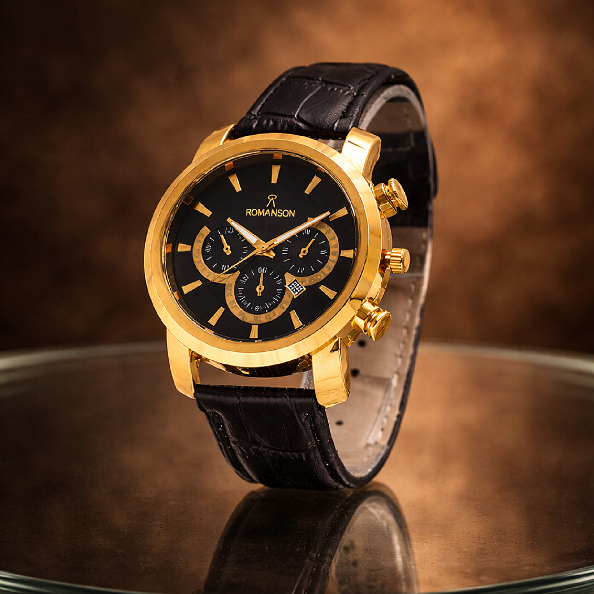 ساعت romanson مشکی طلایی مدل B62
